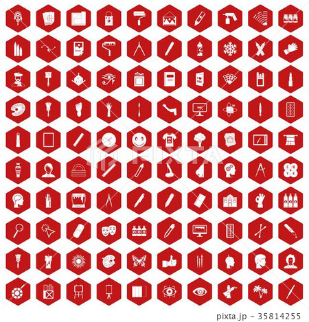 100 paint icons hexagon red 100 paint icons hexagon red 35814255