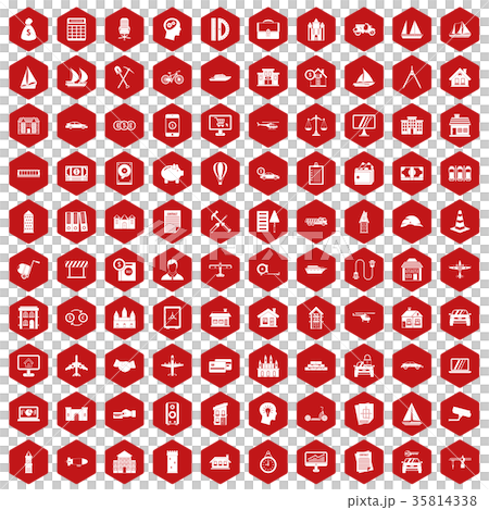 100 private property icons hexagon red 35814338