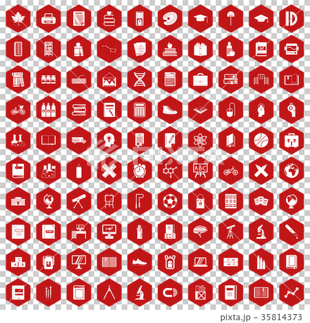 100 school icons hexagon red 100 school icons hexagon red 35814373