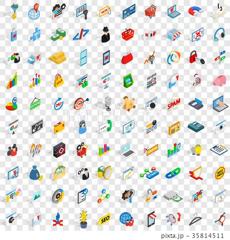 100 it icons set, isometric 3d style 35814511