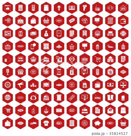 100 sale icons hexagon red 100 sale icons hexagon red 35814527