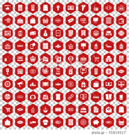 100 sale icons hexagon red 100 sale icons hexagon red 35814527