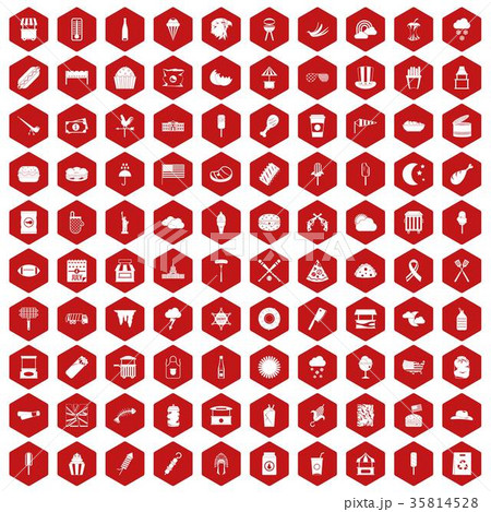 100 street food icons hexagon red 100 street food icons hexagon red 35814528