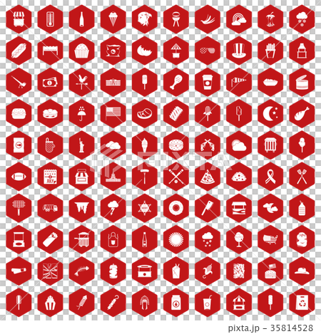 100 street food icons hexagon red 100 street food icons hexagon red 35814528