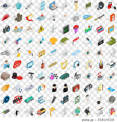 100 job icons set, isometric 3d style 100 job icons set, isometric 3d style 35814529