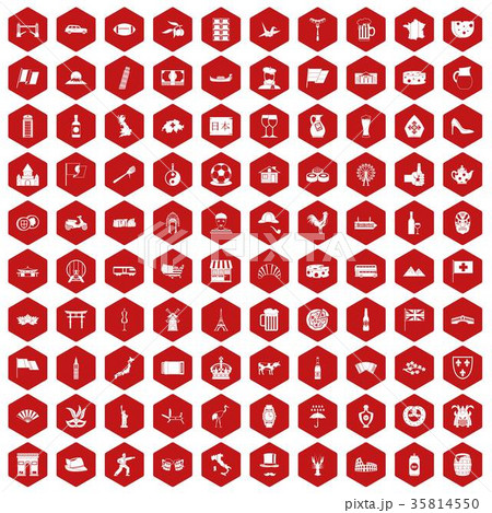 100 tourist attractions icons hexagon red 100 tourist attractions icons hexagon red 35814550
