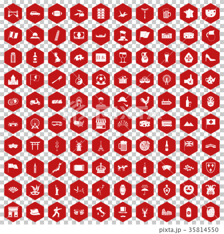 100 tourist attractions icons hexagon red 100 tourist attractions icons hexagon red 35814550
