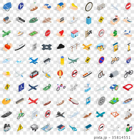 100 road icons set, isometric 3d style 35814551