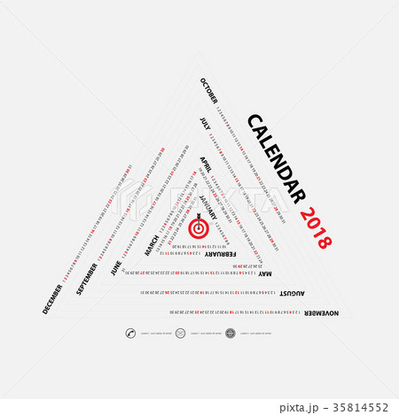 2018 Calendar Template.Triangle shape calendar 35814552