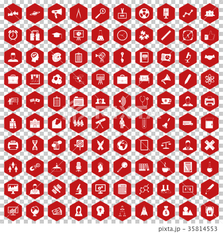 100 seminar icons hexagon red 35814553