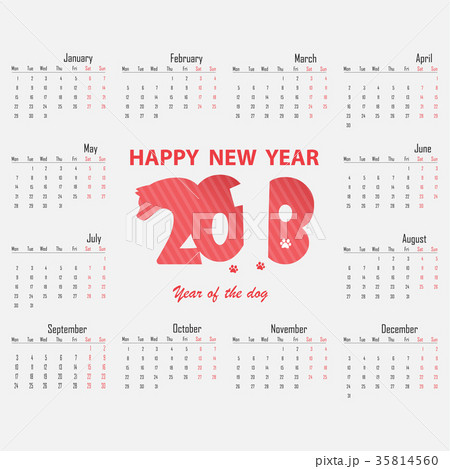 2018 Calendar Template. 35814560