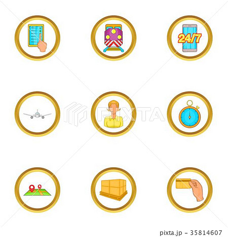 World shipping icons set, cartoon style World shipping icons set, cartoon style 35814607