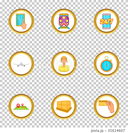 World shipping icons set, cartoon style World shipping icons set, cartoon style 35814607