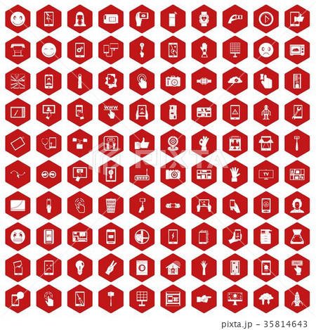 100 touch screen icons hexagon red 100 touch screen icons hexagon red 35814643