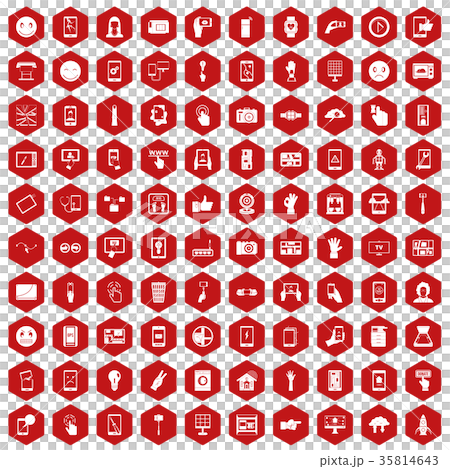 100 touch screen icons hexagon red 100 touch screen icons hexagon red 35814643