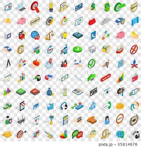 100 planning icons set, isometric 3d style 35814676