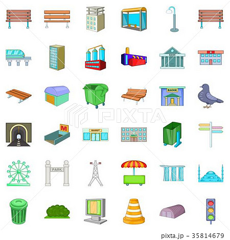 Big city icons set, cartoon style 35814679