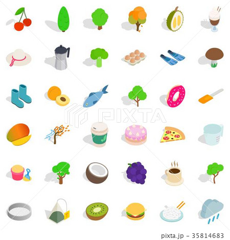 Vegetarian dish icons set, isometric style Vegetarian dish icons set, isometric style 35814683