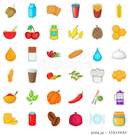 Half vegetarian icons set, cartoon style 35814684