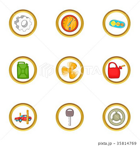Car parts icons set, cartoon style Car parts icons set, cartoon style 35814769