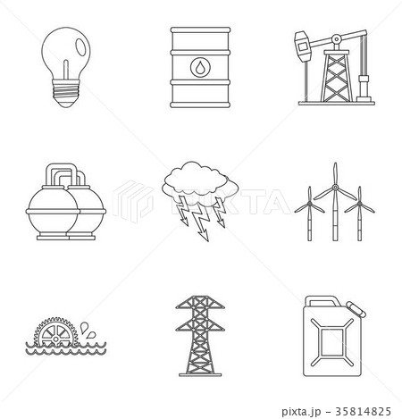 Power industry icon set, outline style 35814825