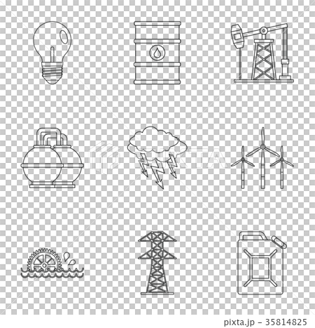 Power industry icon set, outline style 35814825