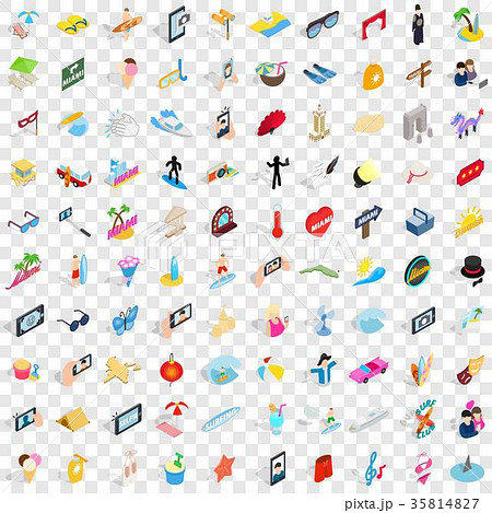 100 party icons set, isometric 3d style 35814827