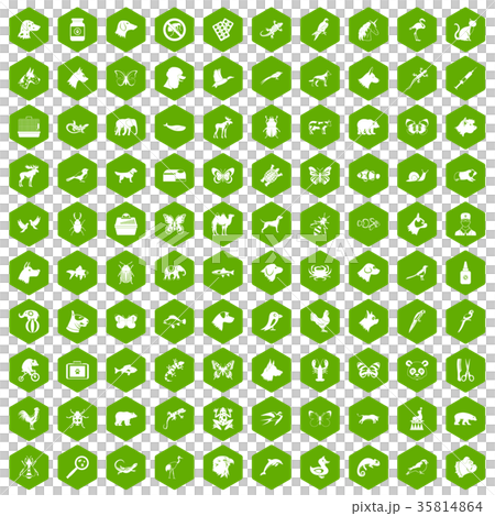 100 animals icons hexagon green 100 animals icons hexagon green 35814864