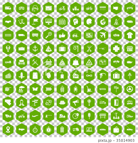100 delivery icons hexagon green 35814903