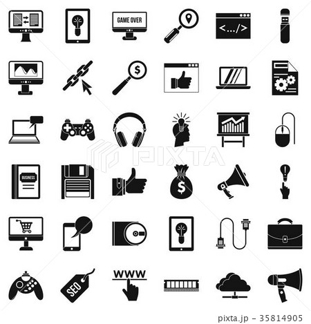 Web page icons set, simple style 35814905