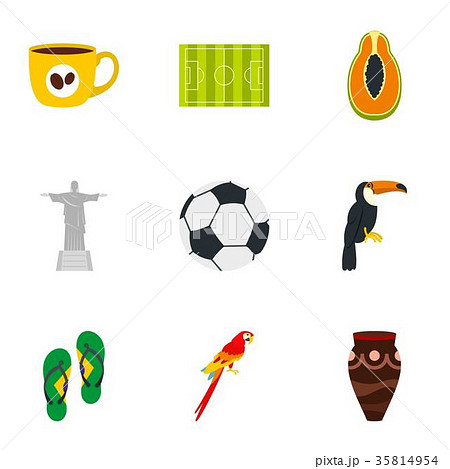 Symbols of Brasil icon set, flat style 35814954