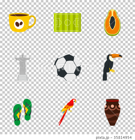Symbols of Brasil icon set, flat style 35814954