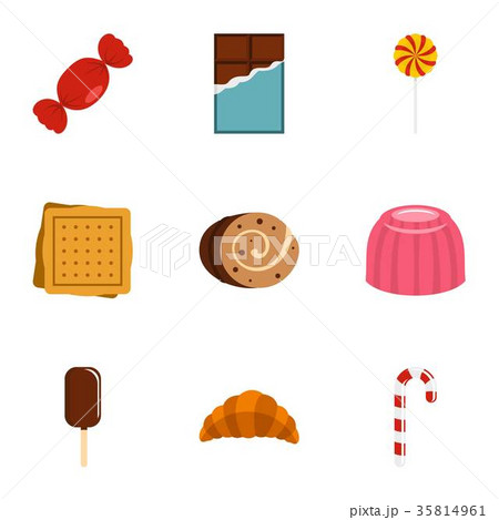 Sweet food icon set, flat style 35814961