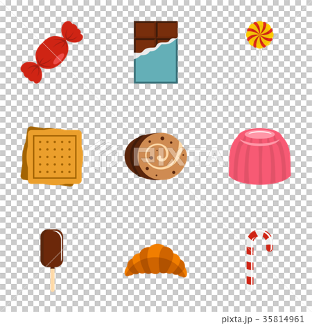 Sweet food icon set, flat style 35814961