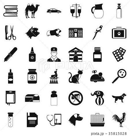 Veterinary illness icons set, simple style 35815028