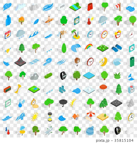 100 storm icons set, isometric 3d style 100 storm icons set, isometric 3d style 35815104