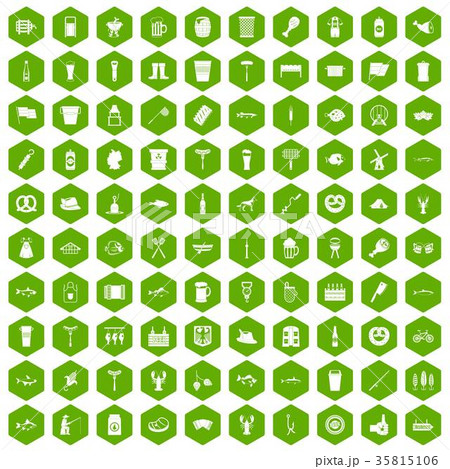 100 beer icons hexagon green 100 beer icons hexagon green 35815106