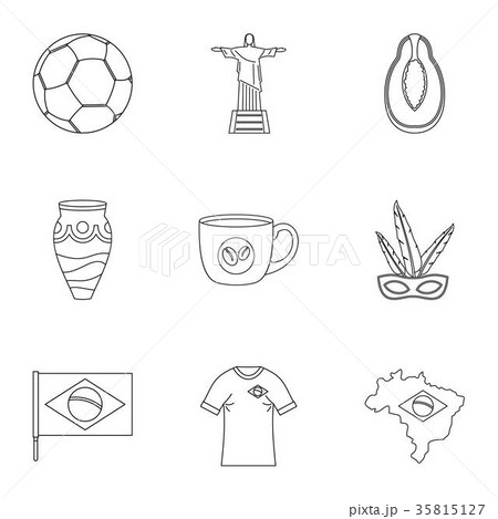 Landmarks of Brazil icon set, outline style 35815127