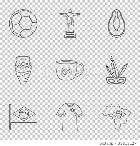 Landmarks of Brazil icon set, outline style 35815127