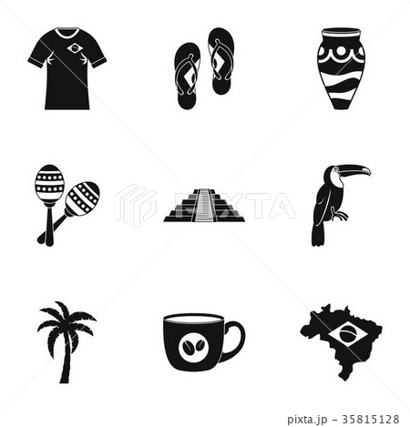 Symbols of Brasil icon set, simple style 35815128