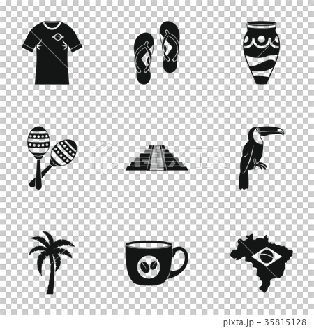 Symbols of Brasil icon set, simple style 35815128