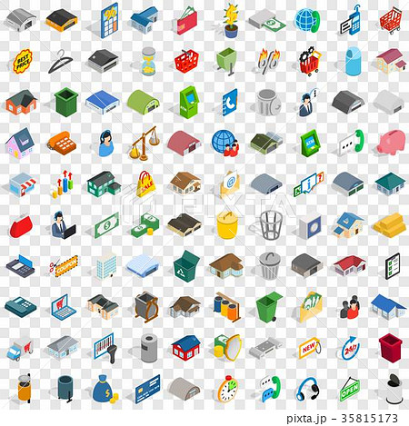 100 warehouse icons set, isometric 3d style 100 warehouse icons set, isometric 3d style 35815173