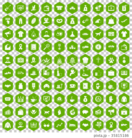 100 charity icons hexagon green 35815186