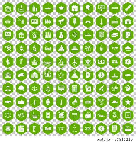 100 government icons hexagon green 35815219