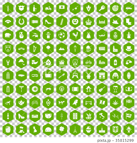 100 Europe icons hexagon green 100 Europe icons hexagon green 35815299