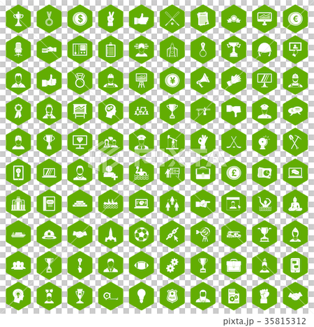 100 leadership icons hexagon green 35815312