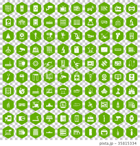 100 hardware icons hexagon green 35815334