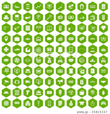 100 coin icons hexagon green 100 coin icons hexagon green 35815337