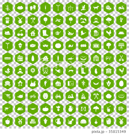 100 farm icons hexagon green 35815349