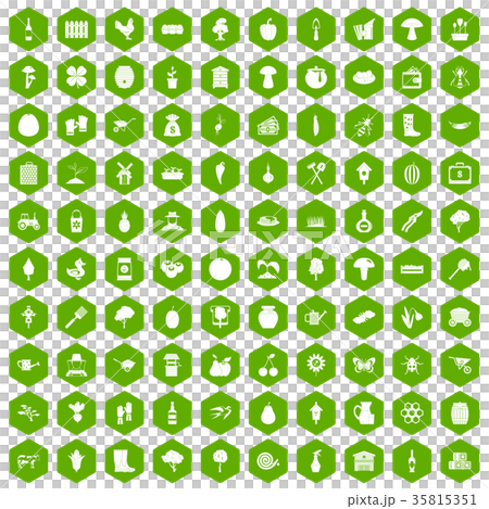 100 farming icons hexagon green 35815351